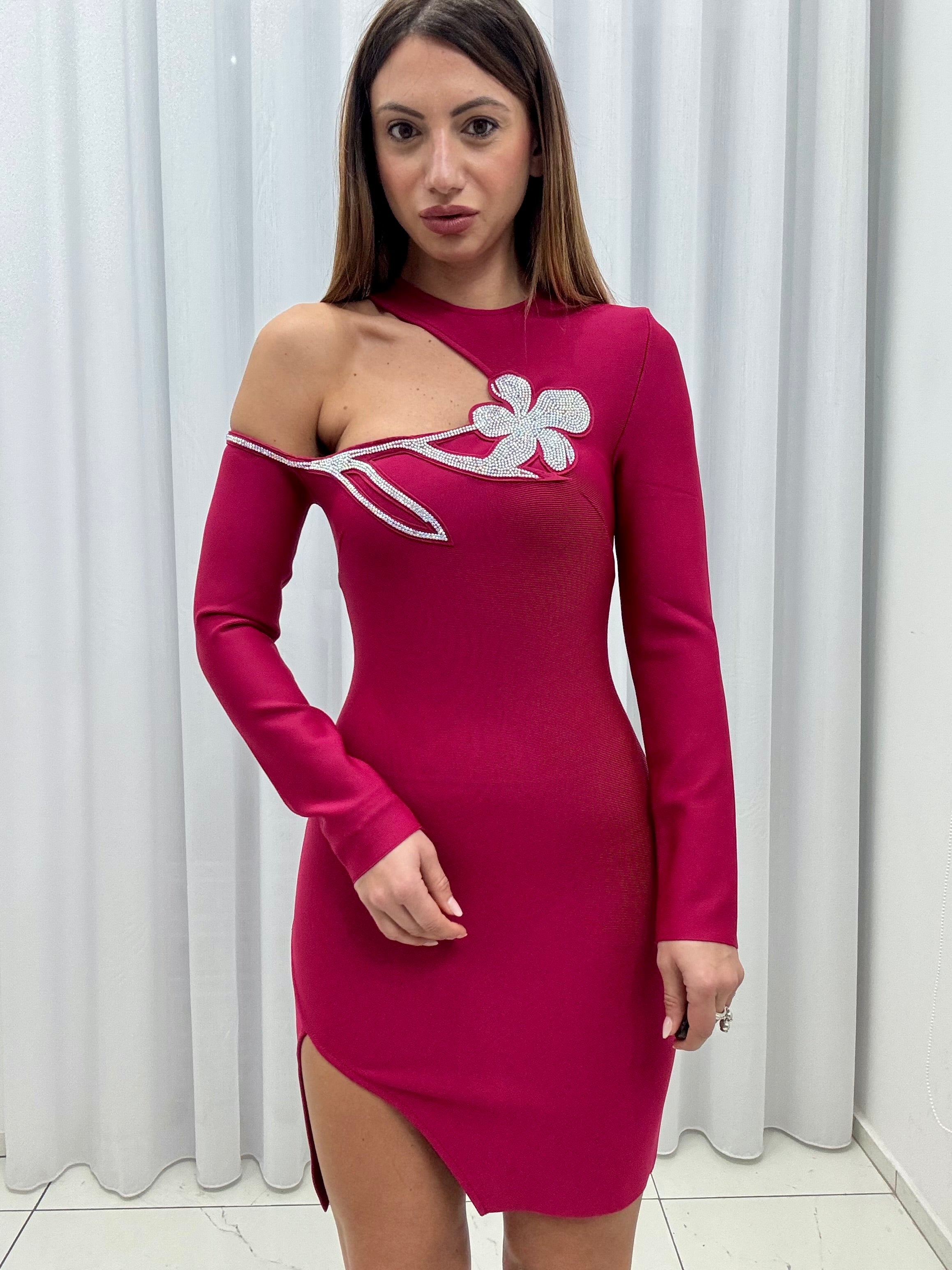 Abito Bandage Flowers Magenta